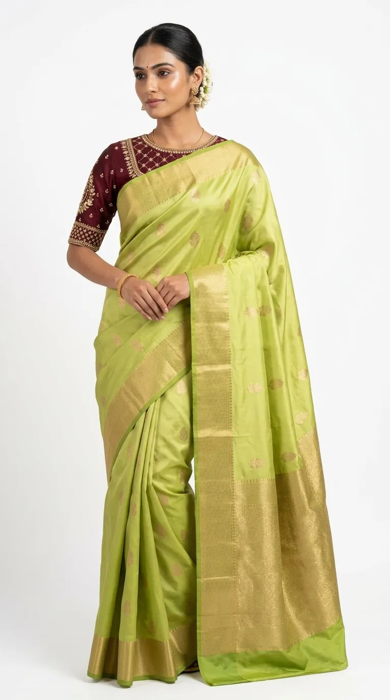 Embellished, Embroidered Bollywood
                                    Organza Saree (Green)