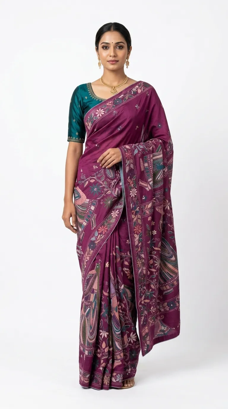 Embellished, Embroidered Bollywood
                                    Organza Saree (Green)