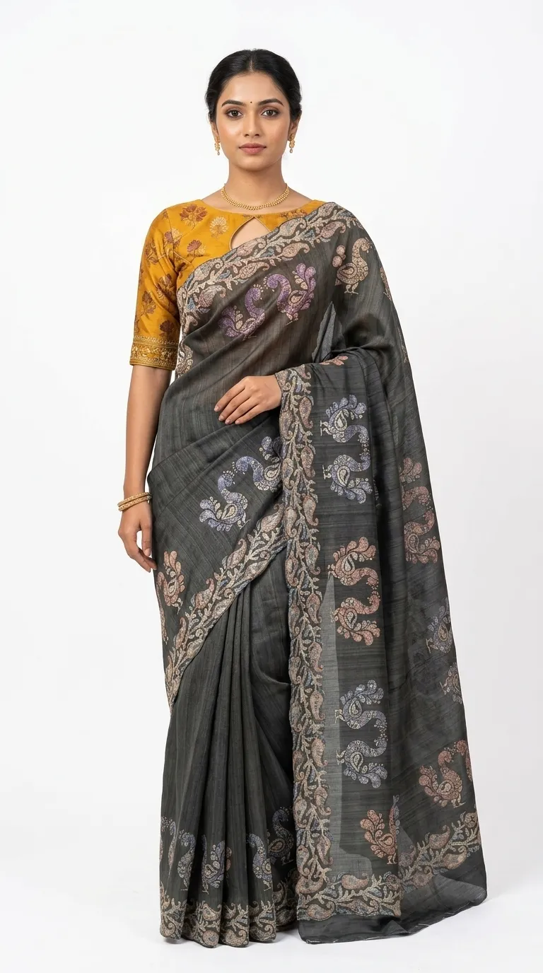 Embellished, Embroidered Bollywood
                                    Organza Saree (Green)