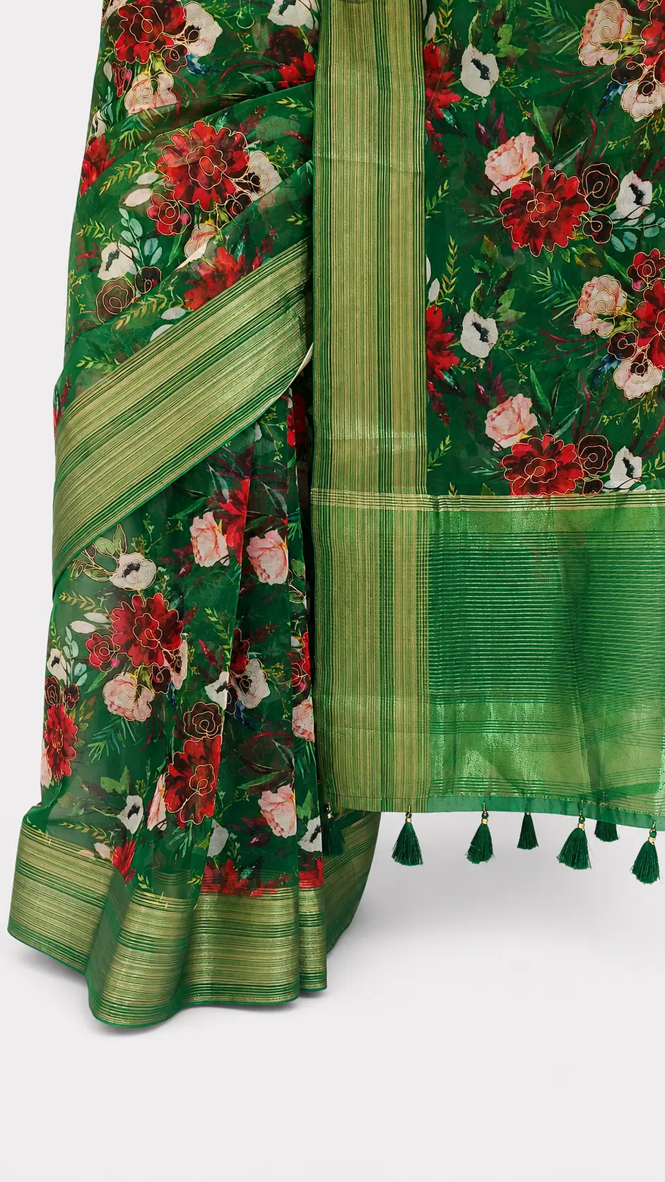 Embellished, Embroidered Bollywood
                                    Organza Saree (Green)