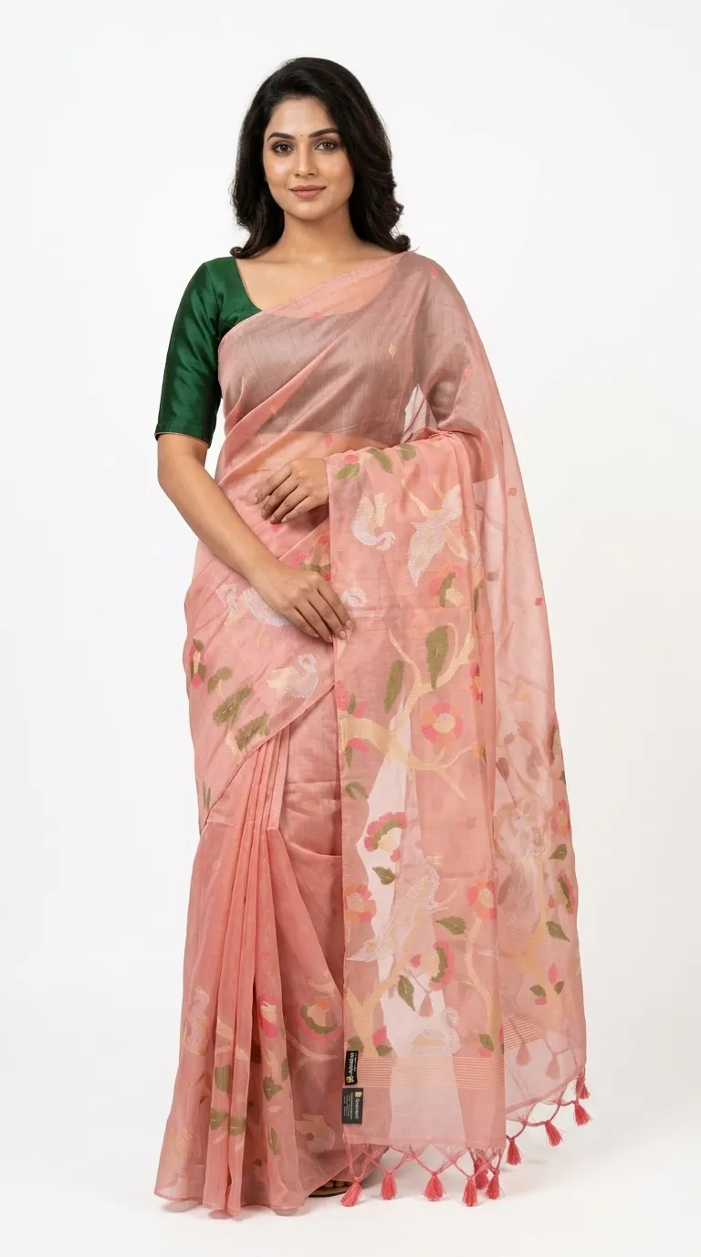 Embellished, Embroidered Bollywood
                                    Organza Saree (Green)