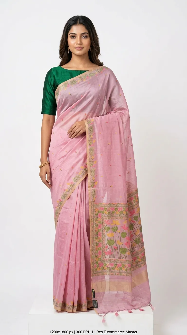 Embellished, Embroidered Bollywood
                                    Organza Saree (Green)