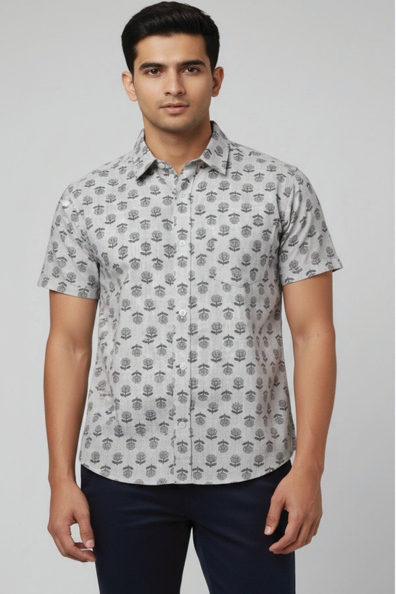 Breeze Linen Half Sleeves Shirt In Snow