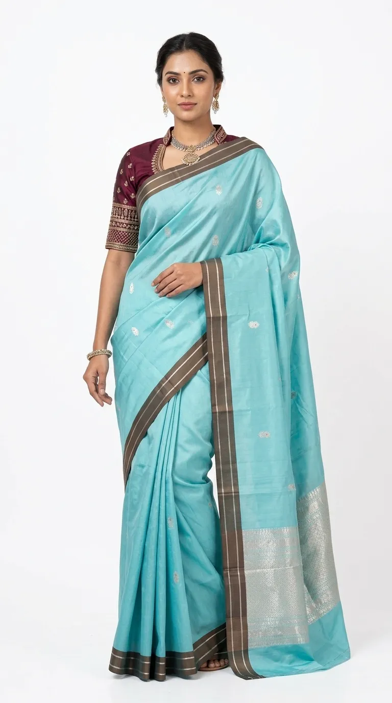 Embellished, Embroidered Bollywood
                                    Organza Saree (Green)