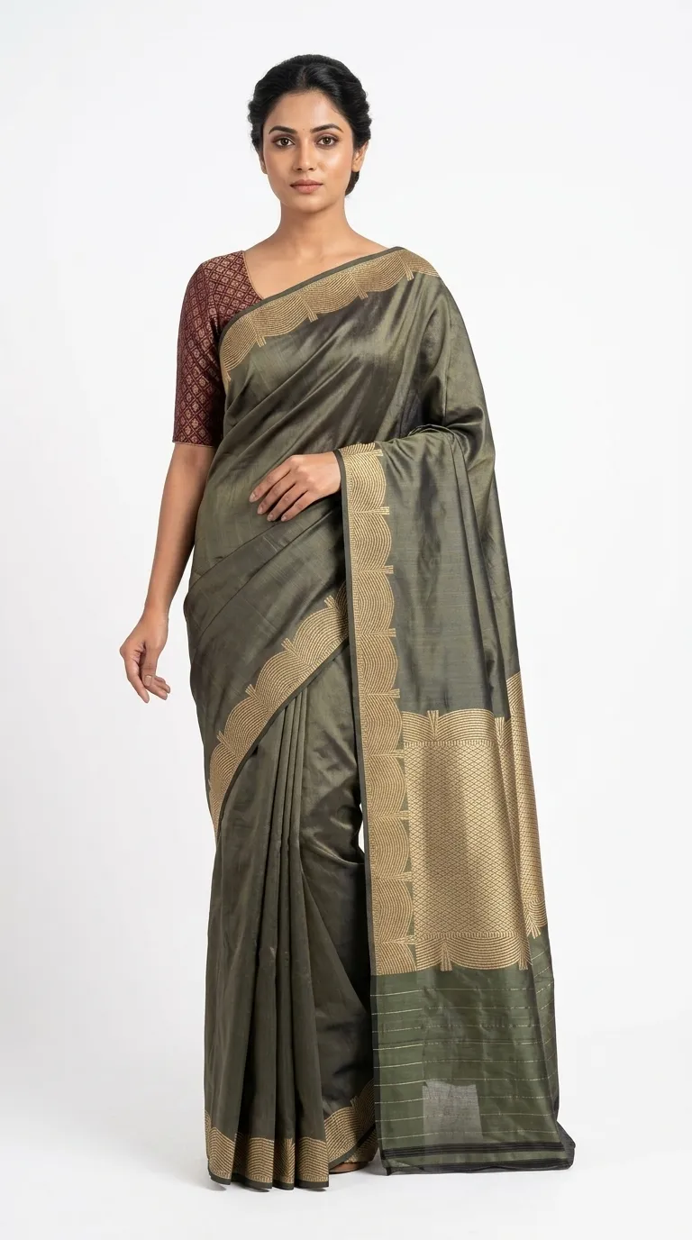 Embellished, Embroidered Bollywood
                                    Organza Saree (Green)
