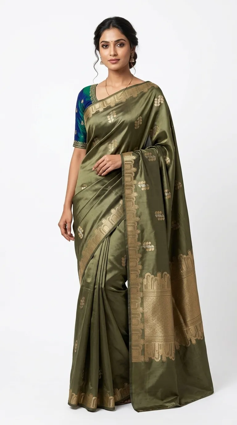 Embellished, Embroidered Bollywood
                                    Organza Saree (Green)