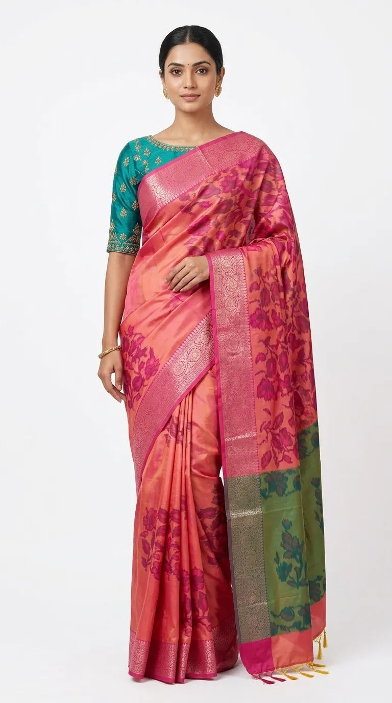 Embellished, Embroidered Bollywood
                                    Organza Saree (Green)