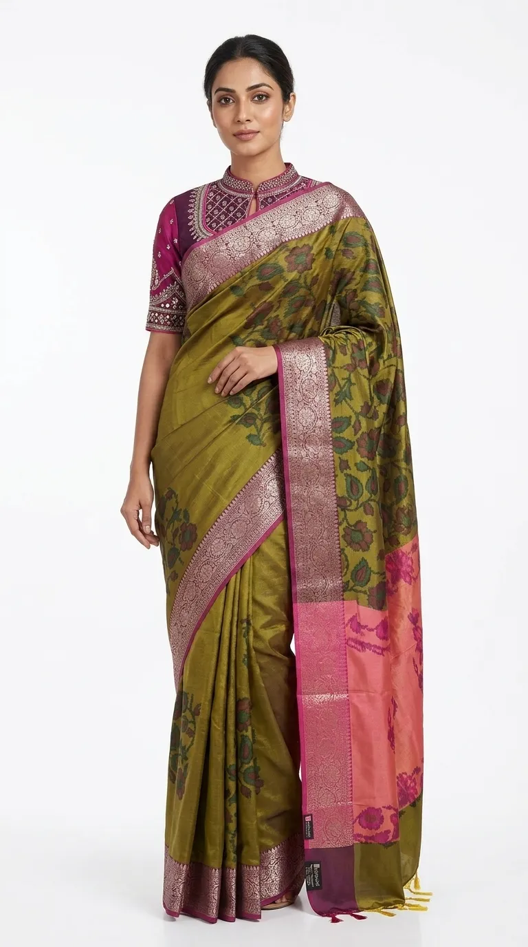 Embellished, Embroidered Bollywood
                                    Organza Saree (Green)
