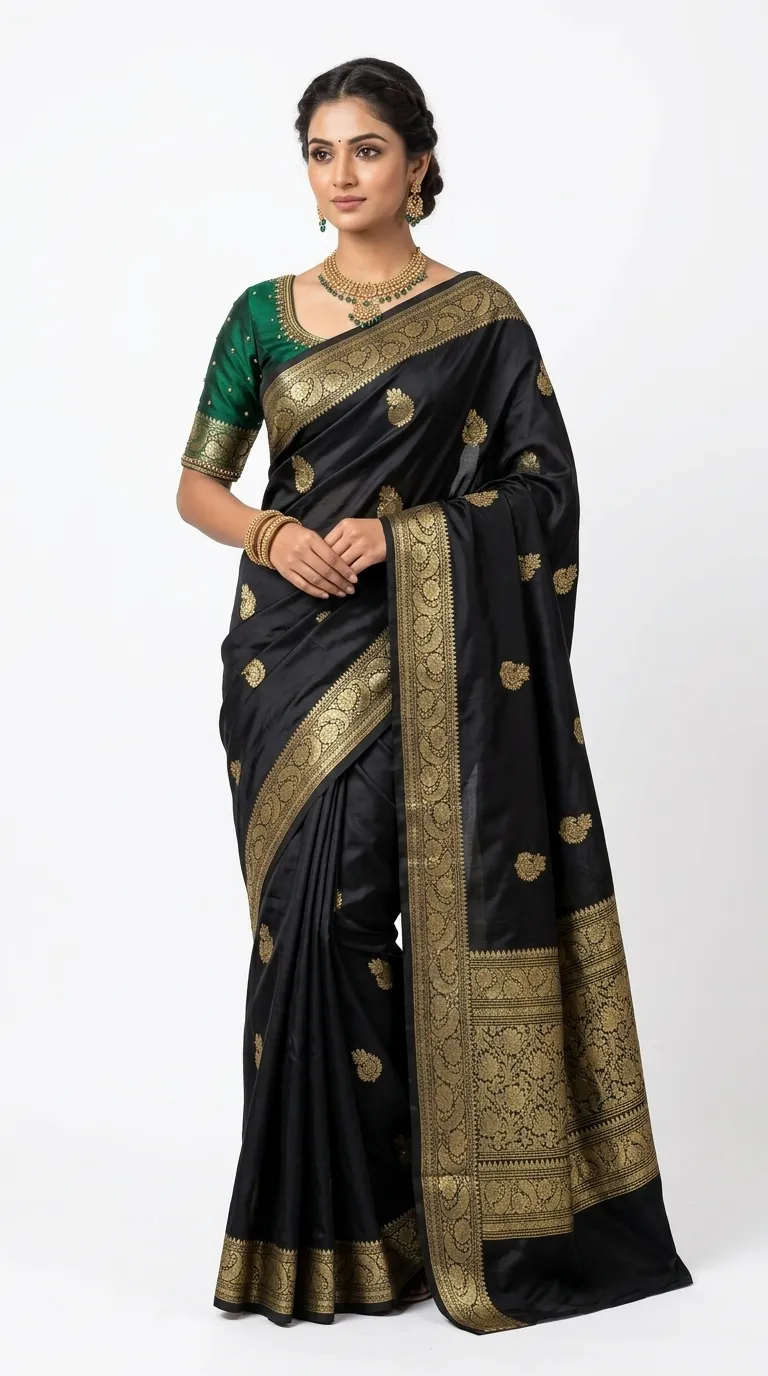 Embellished, Embroidered Bollywood
                                    Organza Saree (Green)