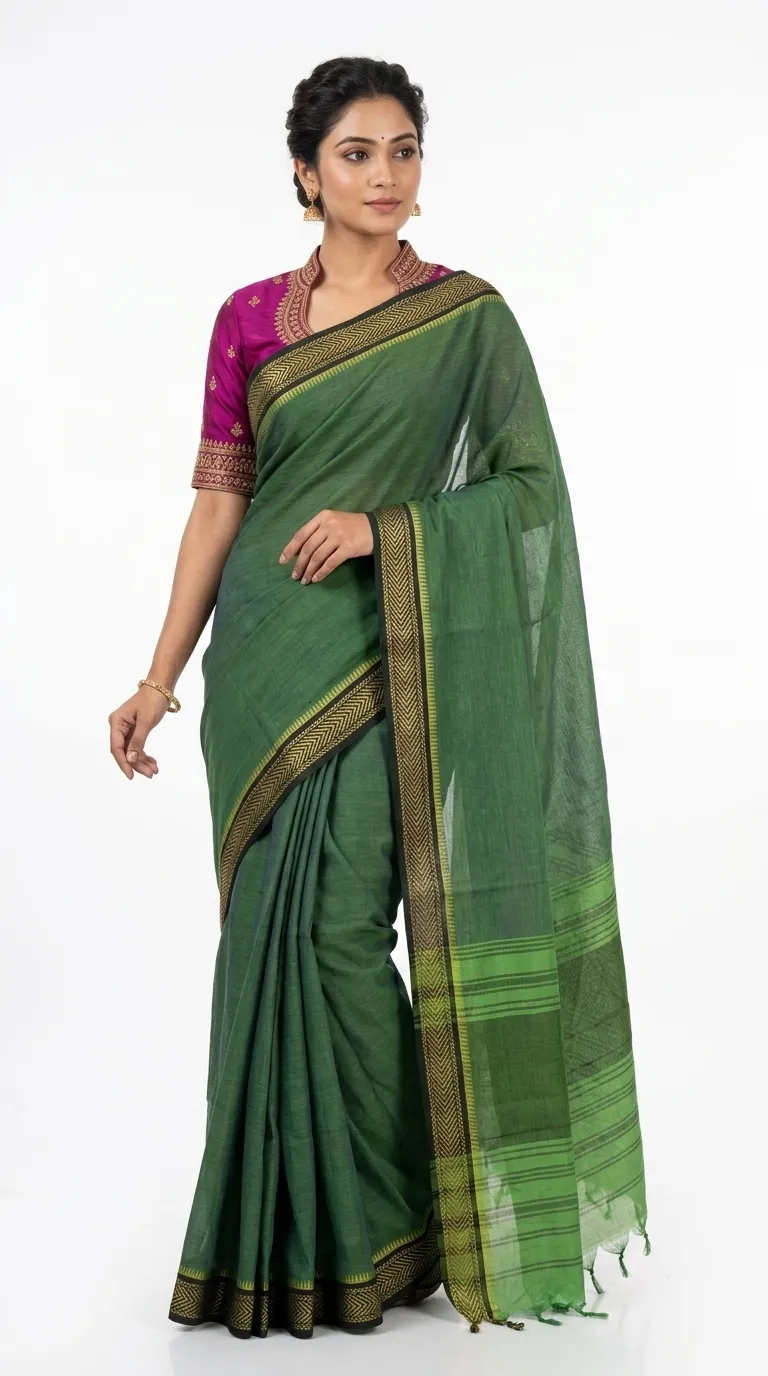 Embellished, Embroidered Bollywood
                                    Organza Saree (Green)