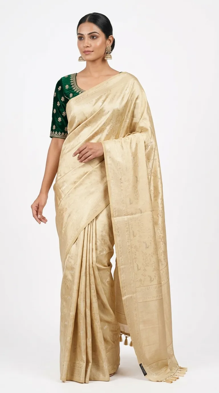 Embellished, Embroidered Bollywood
                                    Organza Saree (Green)