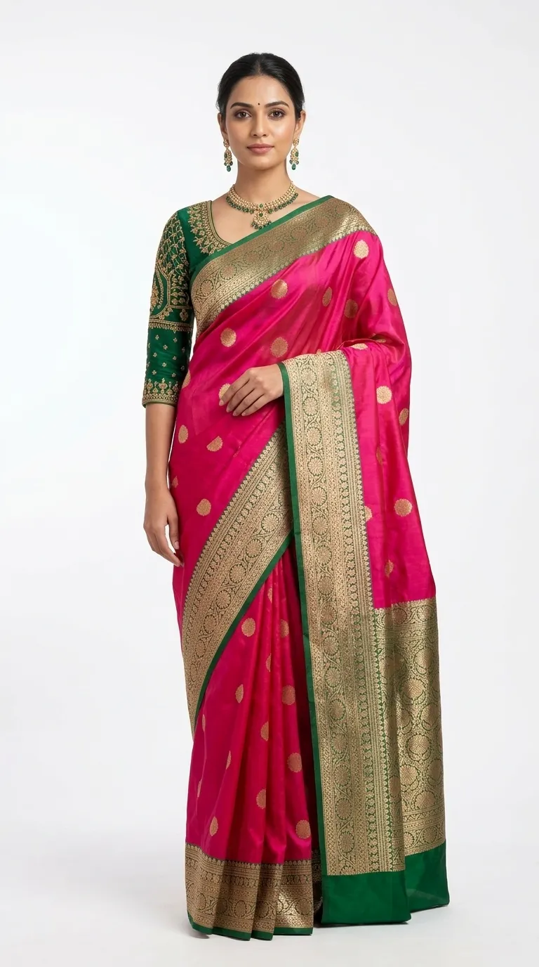 Embellished, Embroidered Bollywood
                                    Organza Saree (Green)