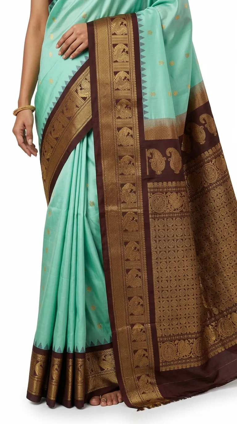 Embellished, Embroidered Bollywood
                                    Organza Saree (Green)