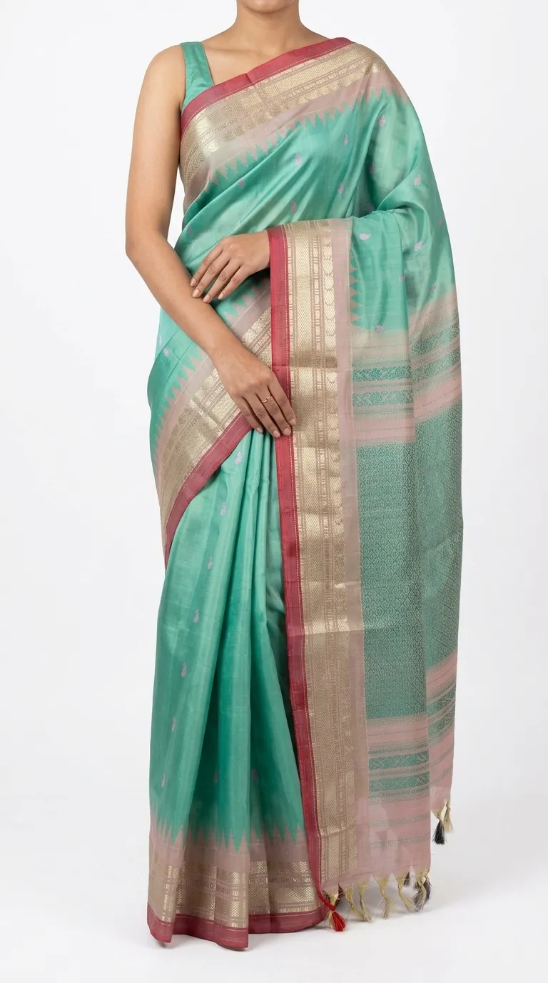 Embellished, Embroidered Bollywood
                                    Organza Saree (Green)