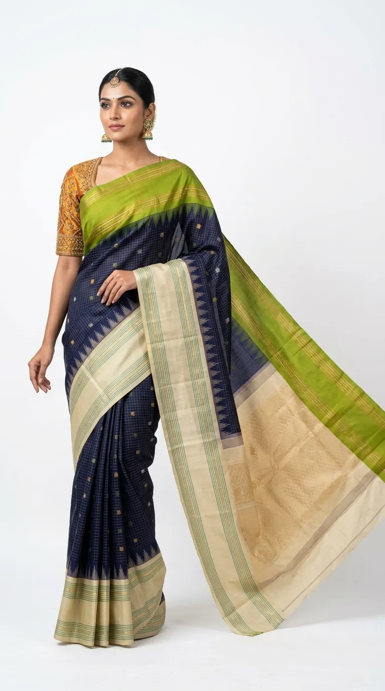 Embellished, Embroidered Bollywood
                                    Organza Saree (Green)