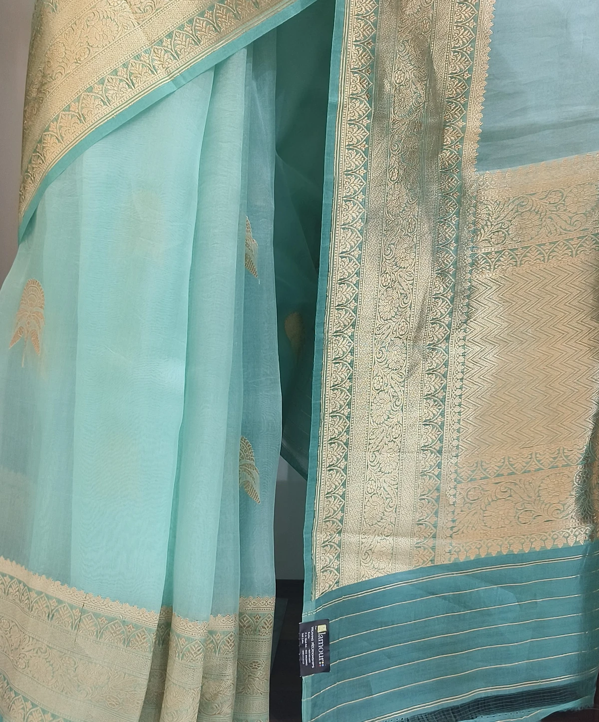 Embellished, Embroidered Bollywood
                                    Organza Saree (Green)