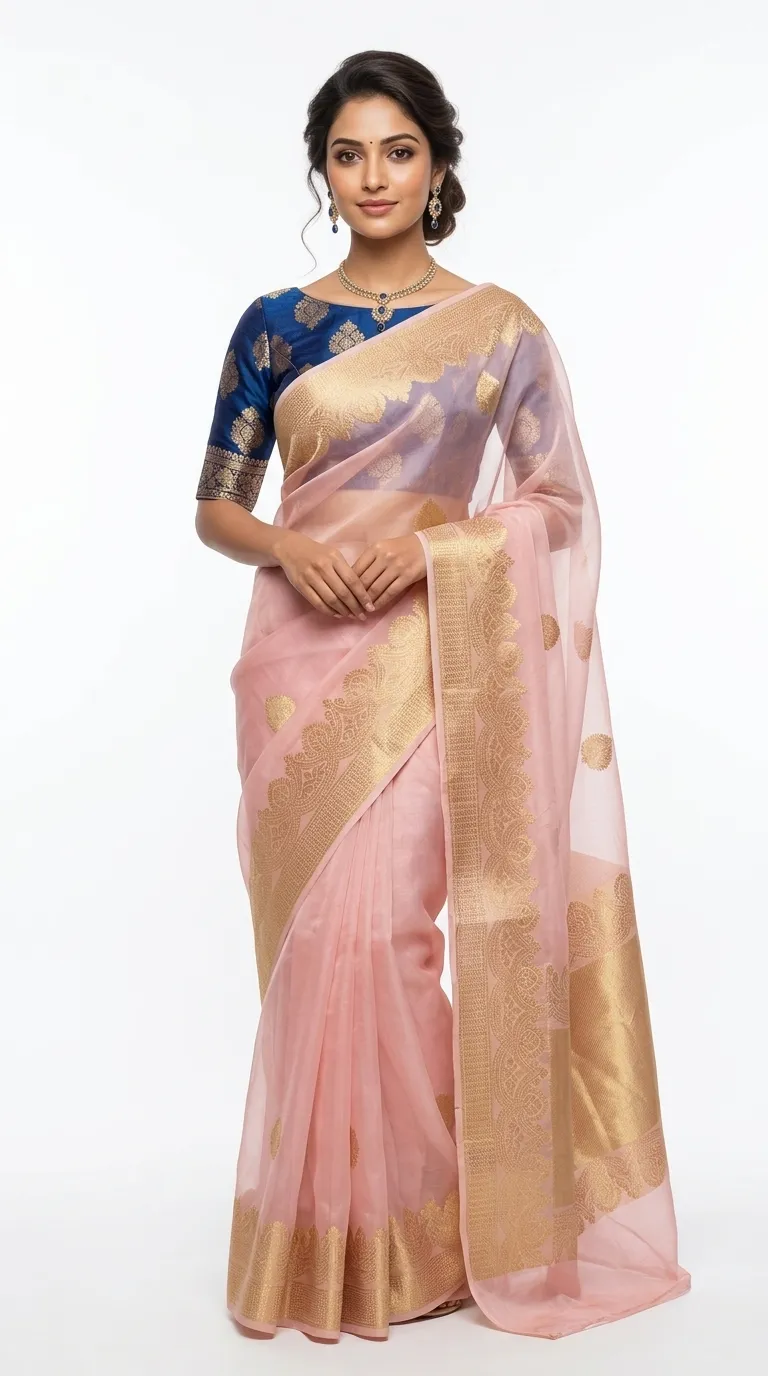 Embellished, Embroidered Bollywood
                                    Organza Saree (Green)