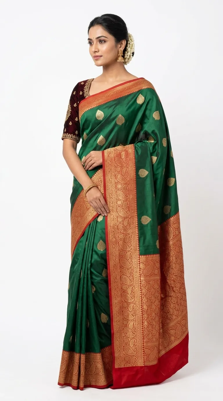 Embellished, Embroidered Bollywood
                                    Organza Saree (Green)