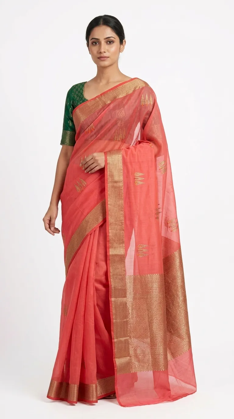 Embellished, Embroidered Bollywood
                                    Organza Saree (Green)