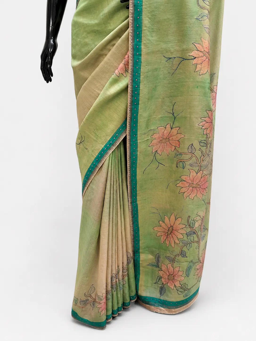 Embellished, Embroidered Bollywood
                                    Organza Saree (Green)