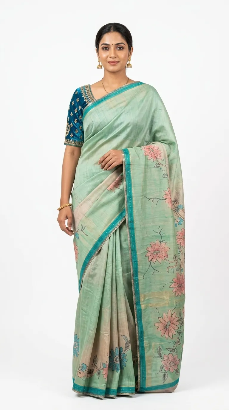 Embellished, Embroidered Bollywood
                                    Organza Saree (Green)
