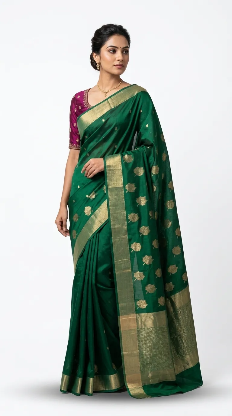 Embellished, Embroidered Bollywood
                                    Organza Saree (Green)