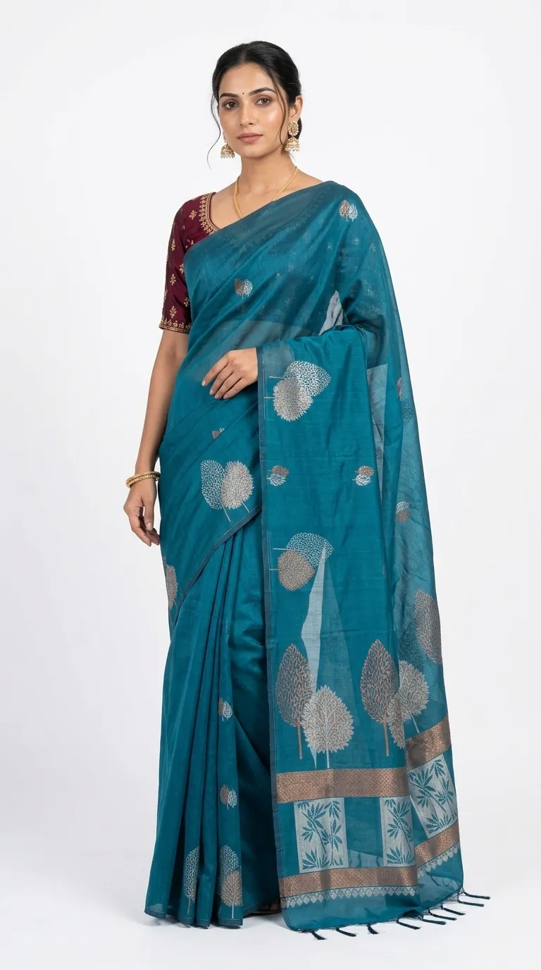 Embellished, Embroidered Bollywood
                                    Organza Saree (Green)
