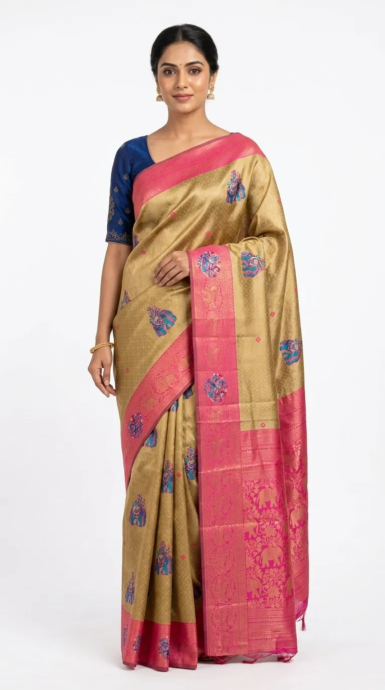 Embellished, Embroidered Bollywood
                                    Organza Saree (Green)