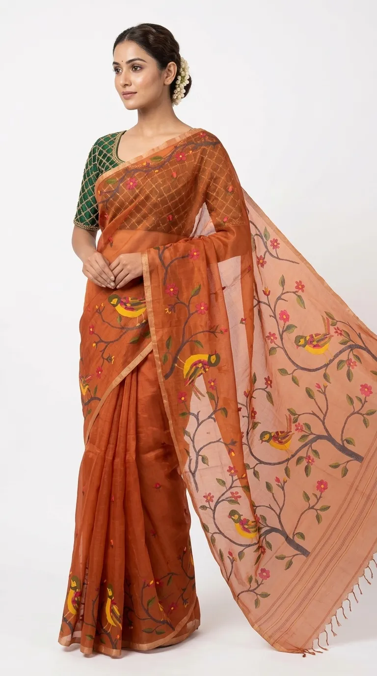 Embellished, Embroidered Bollywood
                                    Organza Saree (Green)