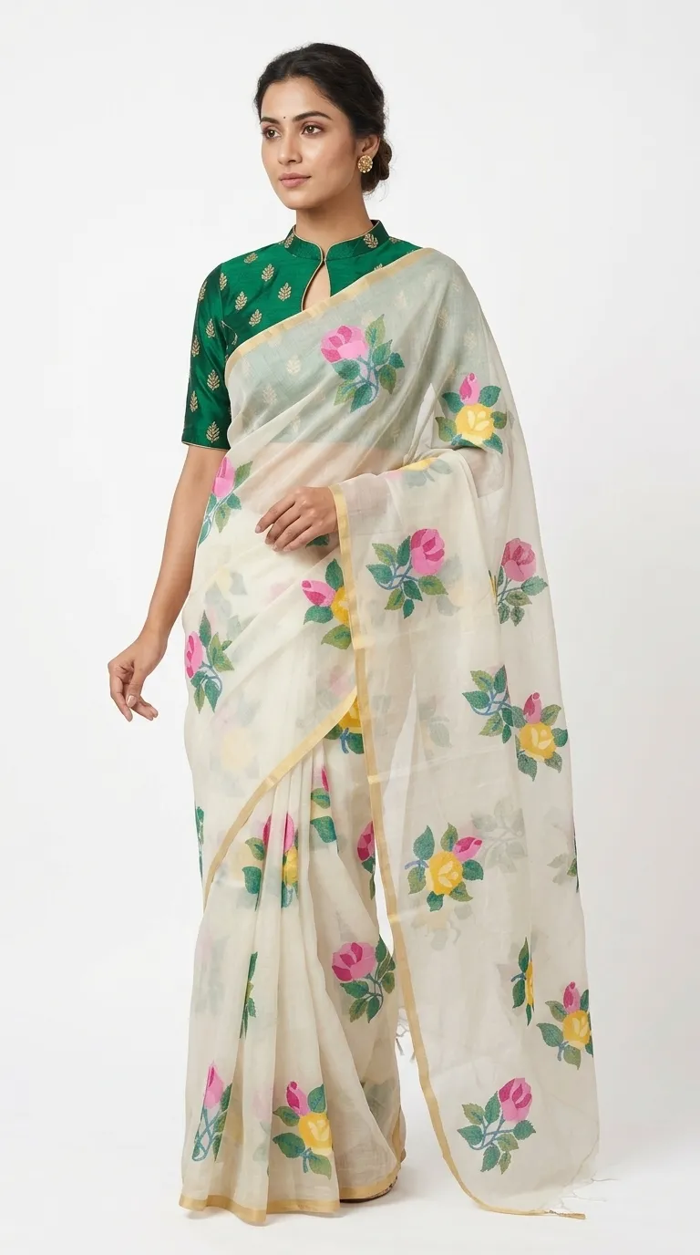 Embellished, Embroidered Bollywood
                                    Organza Saree (Green)