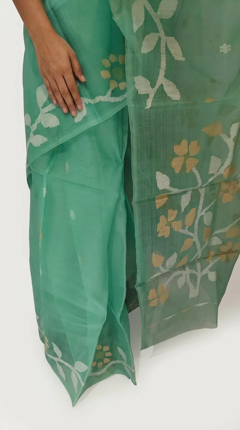 Embellished, Embroidered Bollywood
                                    Organza Saree (Green)