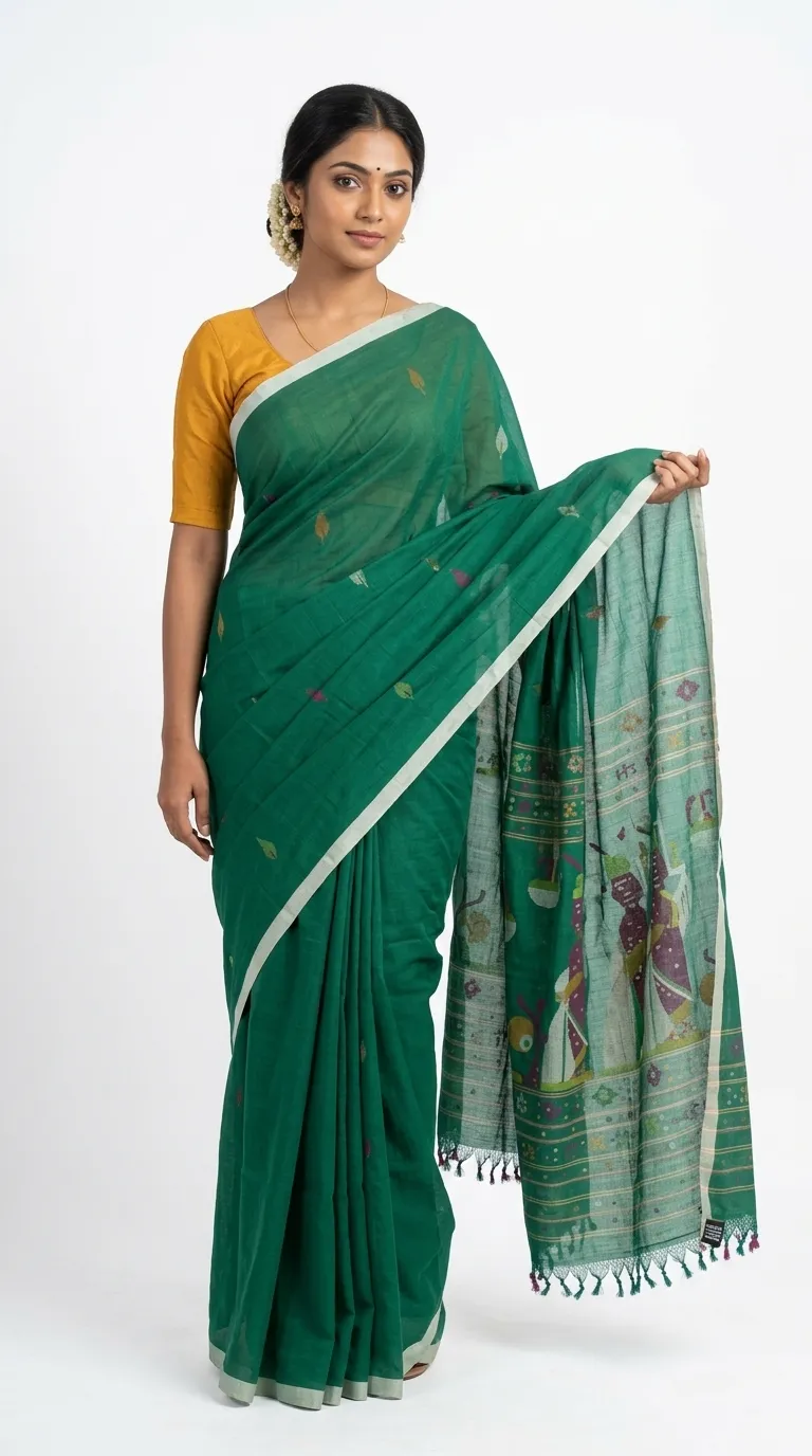 Embellished, Embroidered Bollywood
                                    Organza Saree (Green)