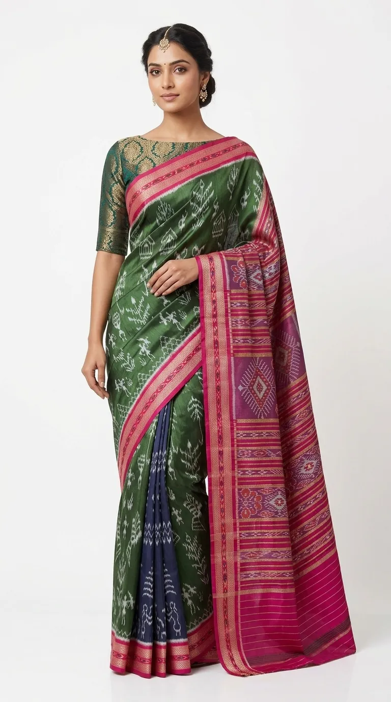 Embellished, Embroidered Bollywood
                                    Organza Saree (Green)