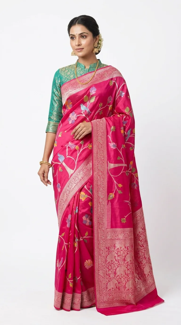 Embellished, Embroidered Bollywood
                                    Organza Saree (Green)