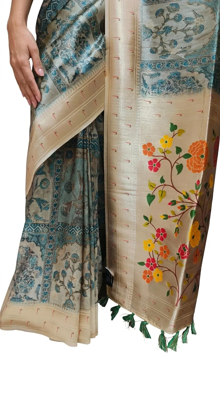 Embellished, Embroidered Bollywood
                                    Organza Saree (Green)