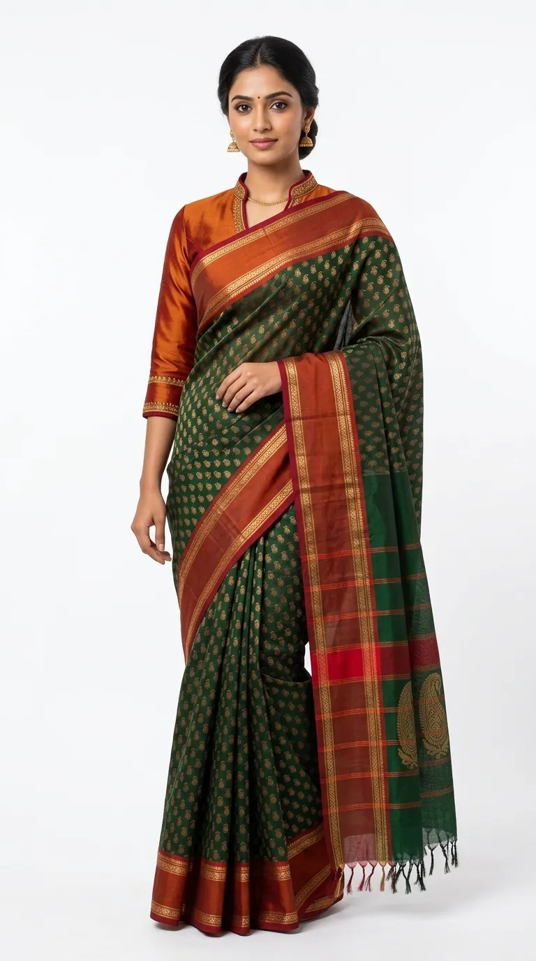 Embellished, Embroidered Bollywood
                                    Organza Saree (Green)