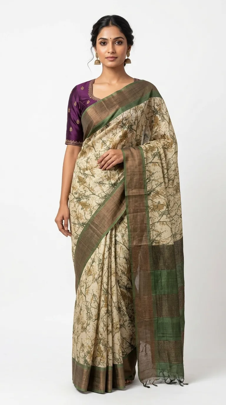 Embellished, Embroidered Bollywood
                                    Organza Saree (Green)