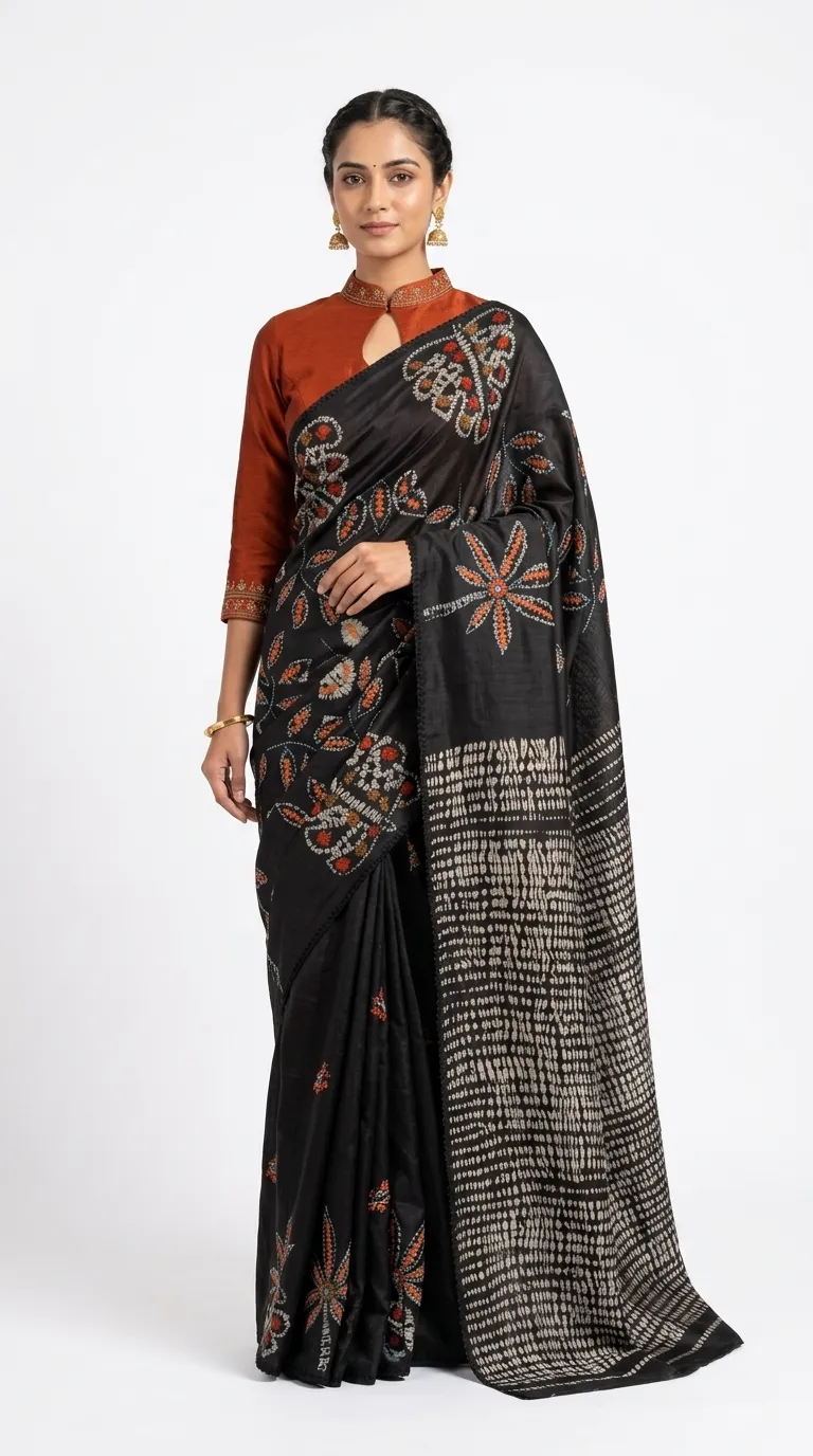 Embellished, Embroidered Bollywood
                                    Organza Saree (Green)