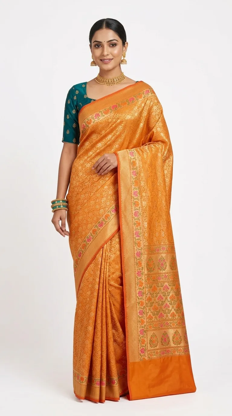 Embellished, Embroidered Bollywood
                                    Organza Saree (Green)