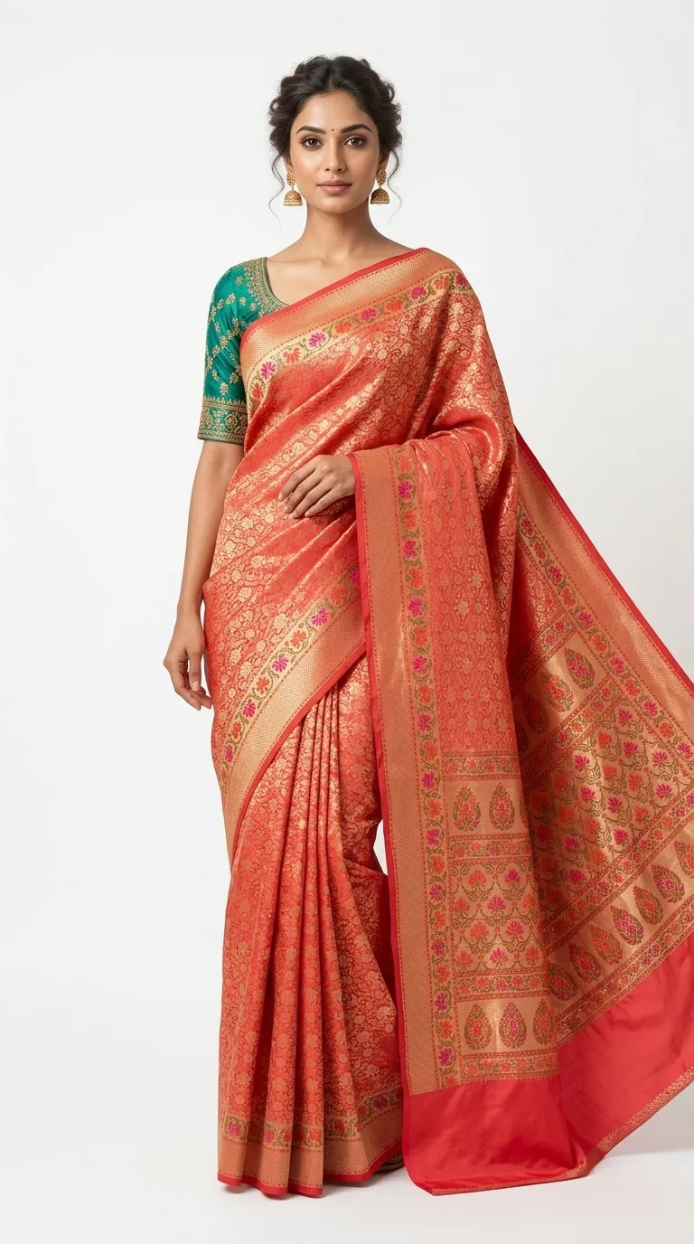 Embellished, Embroidered Bollywood
                                    Organza Saree (Green)