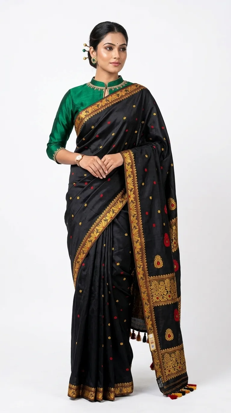 Embellished, Embroidered Bollywood
                                    Organza Saree (Green)